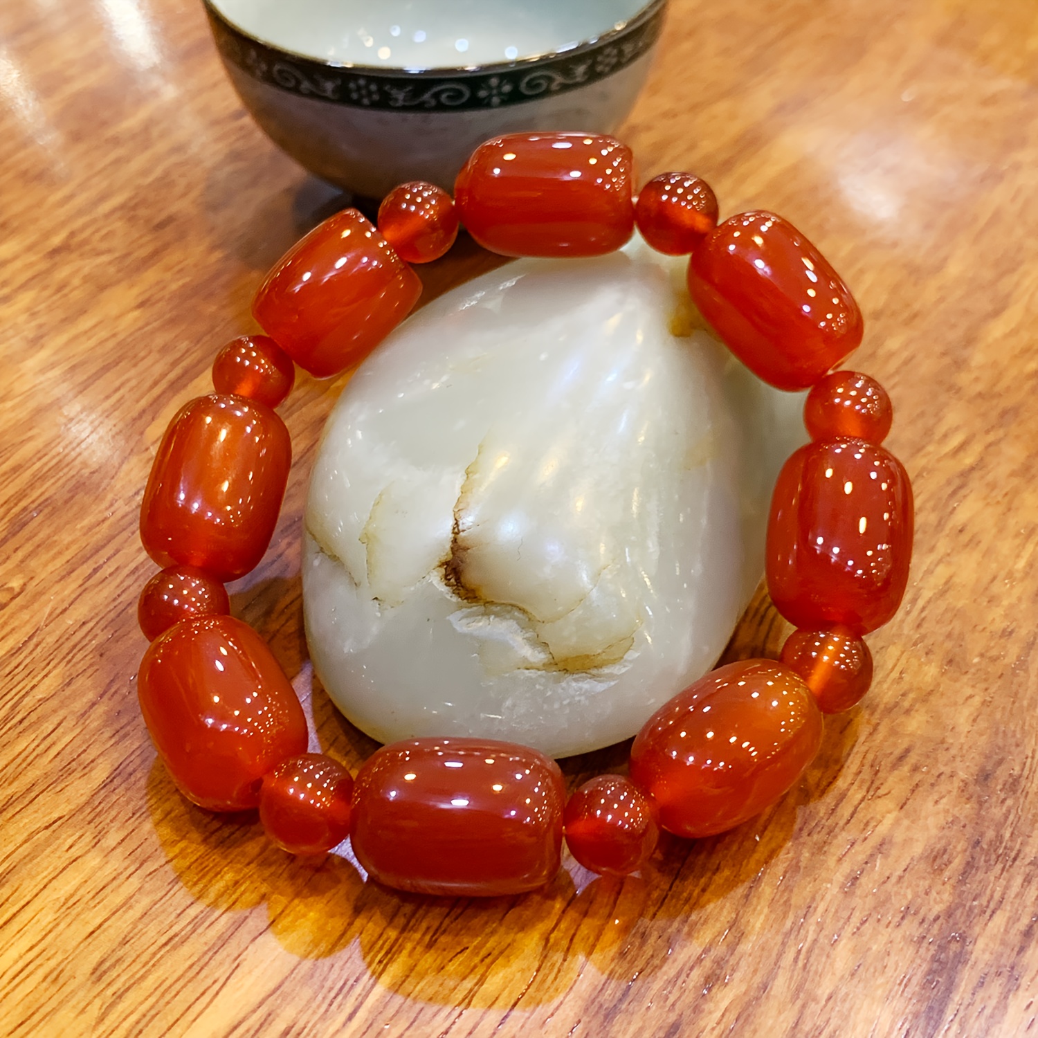 Natural Red Agate Drum Stone Bead 18mm December Birthstone