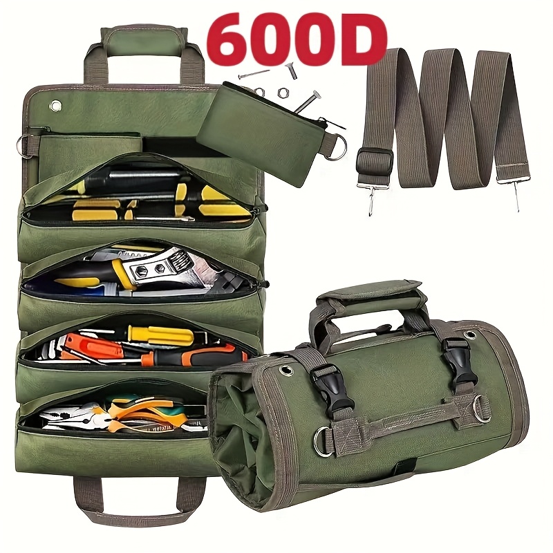 2 detachable zipper pouch heavy duty tool bag roll up portable tool   small carrier for electrician mechanic