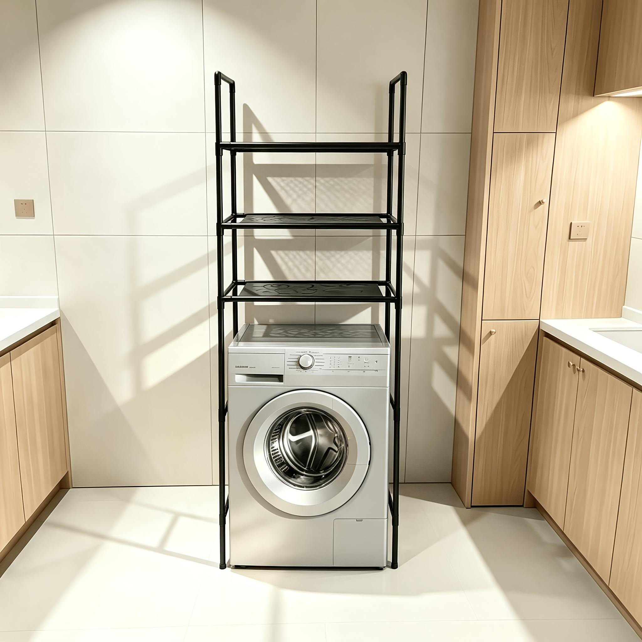 TEMU Multifunctional Vertical Storage Rack, 3-tier Metal Stable Structure, Designed For Laundry Area Expansion And Organization. Easy Low-key