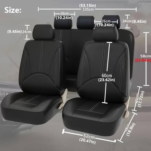 universal pu leather car seat set 5 seats durable protection suitable for most cars suvs vans easy to filling