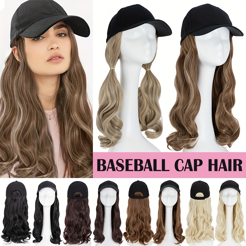 baseball cap with hair extensions synthetic hair wig baseball hat - Main Image