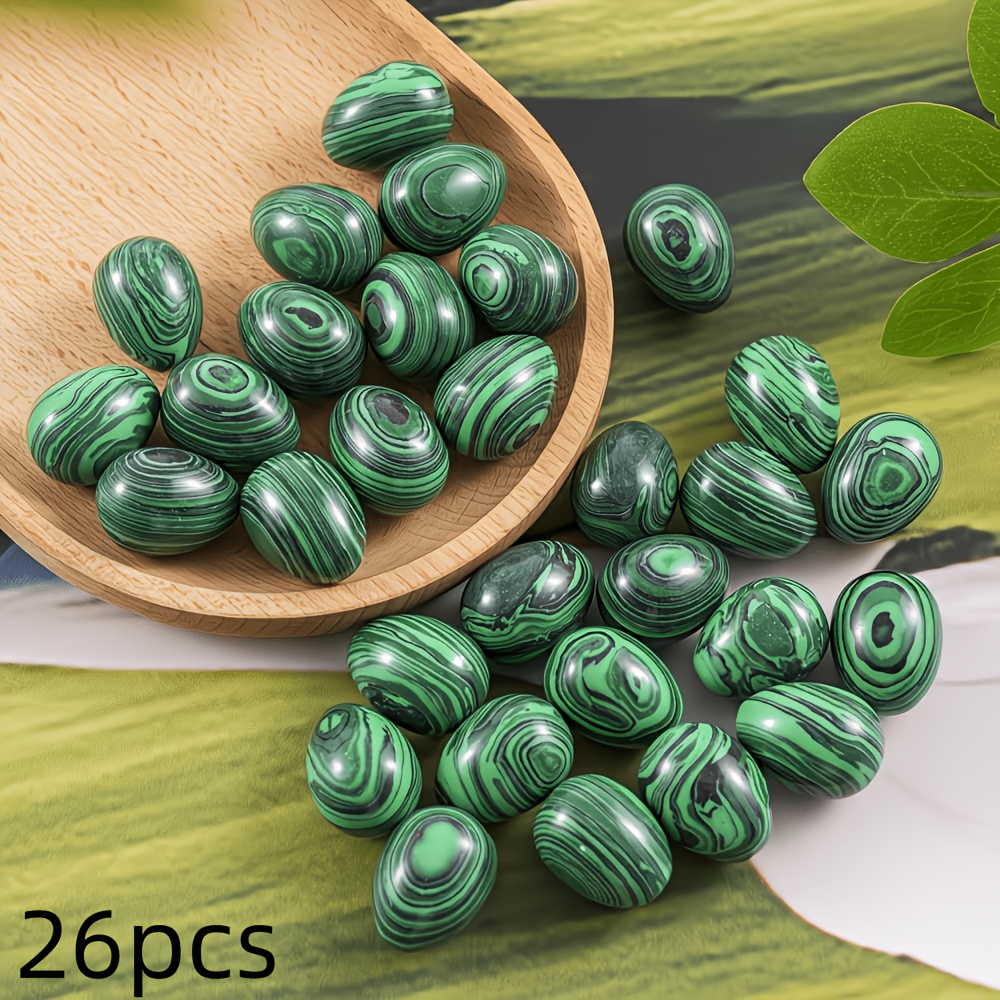 TEMU 26pcs Of Natural Malachite Gemstone Easter Eggs, Handcrafted And Polished Stone Crystal Pocket Guardians, Cute Jewelry Additions, Suitable For