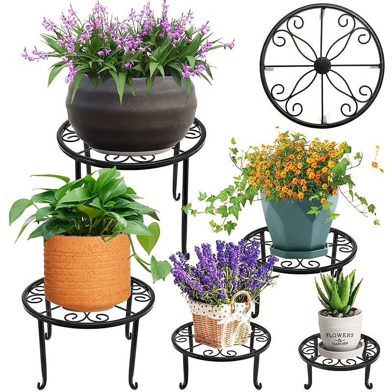 

5/4/3pcs Rust Proof Iron Flower Rack, Indoor And Outdoor Floor Standing Flower Rack, Balcony Flower Rack, Corner Plant Flower Rack, Sizes