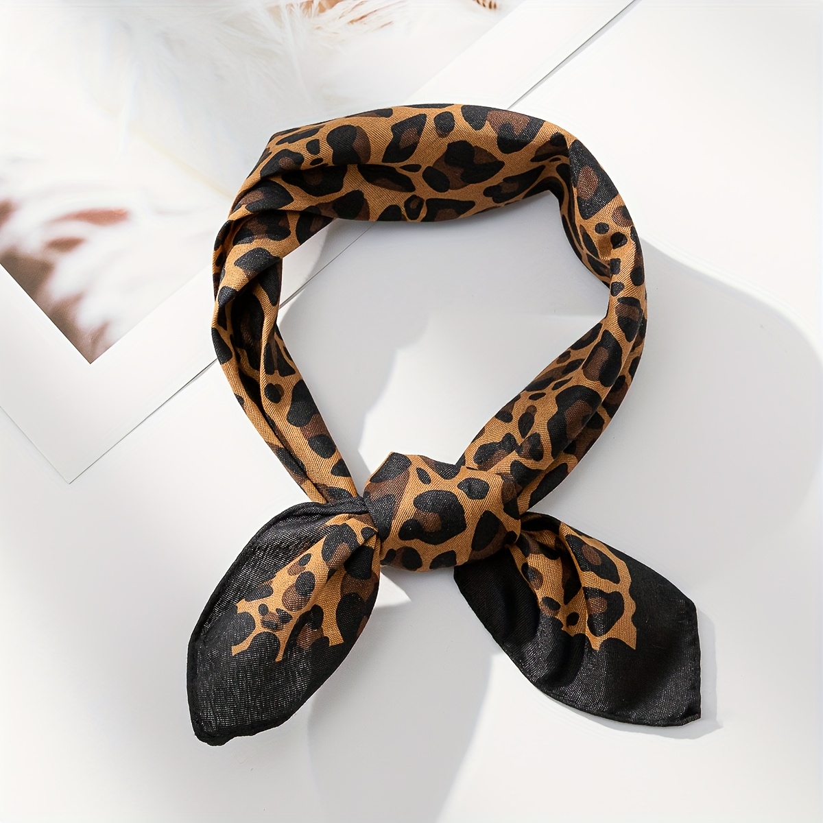 E-shop 1 Stück Unisex Retro Leopardenmuster Quadrat-Tuch - 55x55 cm (21,6"x21,6") Leichtgewichts Nicht-Dehnbar Maschinenwaschbares Gesichtstuch &
