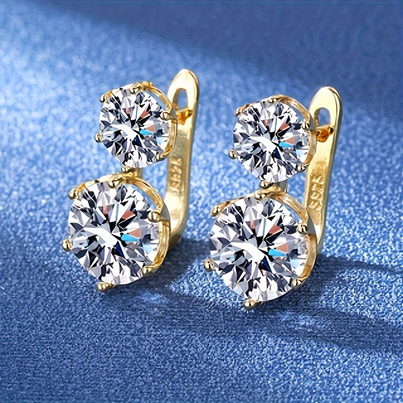 

A Total Of 2pcs Of 925 Silver , 1 Carat Moissanite Stud Earrings Luxury, + Plus A Pendant Necklace Weddings, Commitments And - Day, Christmas A Gift For Her On Valentine's Day