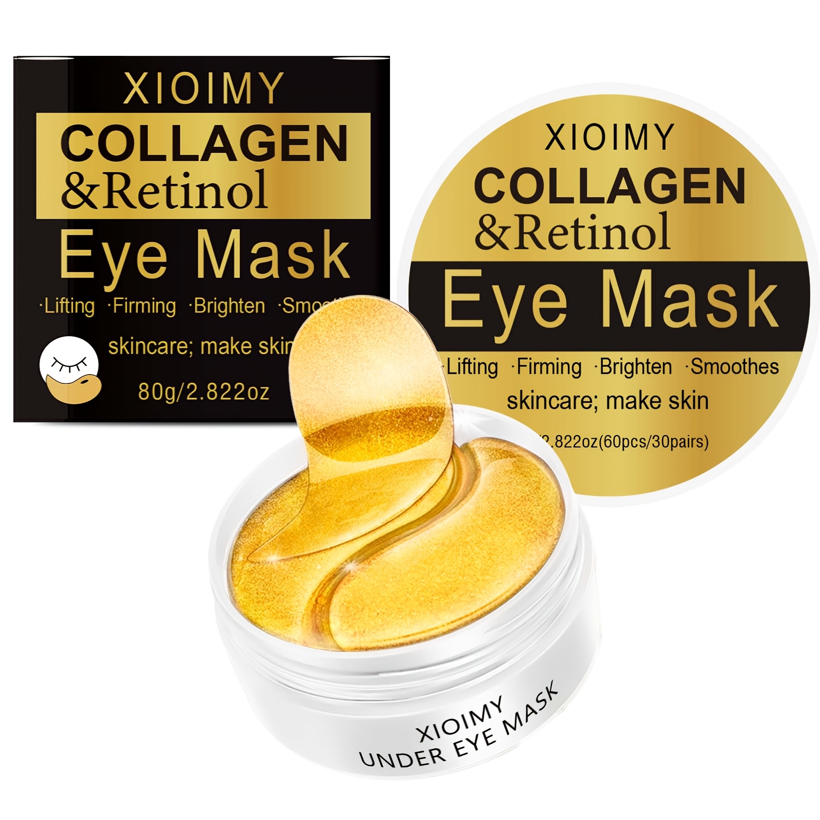 Image of 60pcs Collagen And Retinol Eye Masks, Powerful Moisturizing, Making Eye Delicate And Firm, Eye Skin , Saying Goodbye To And Dullness, Eye Care, Collagen Eye Mask, Retinol Eye Mask