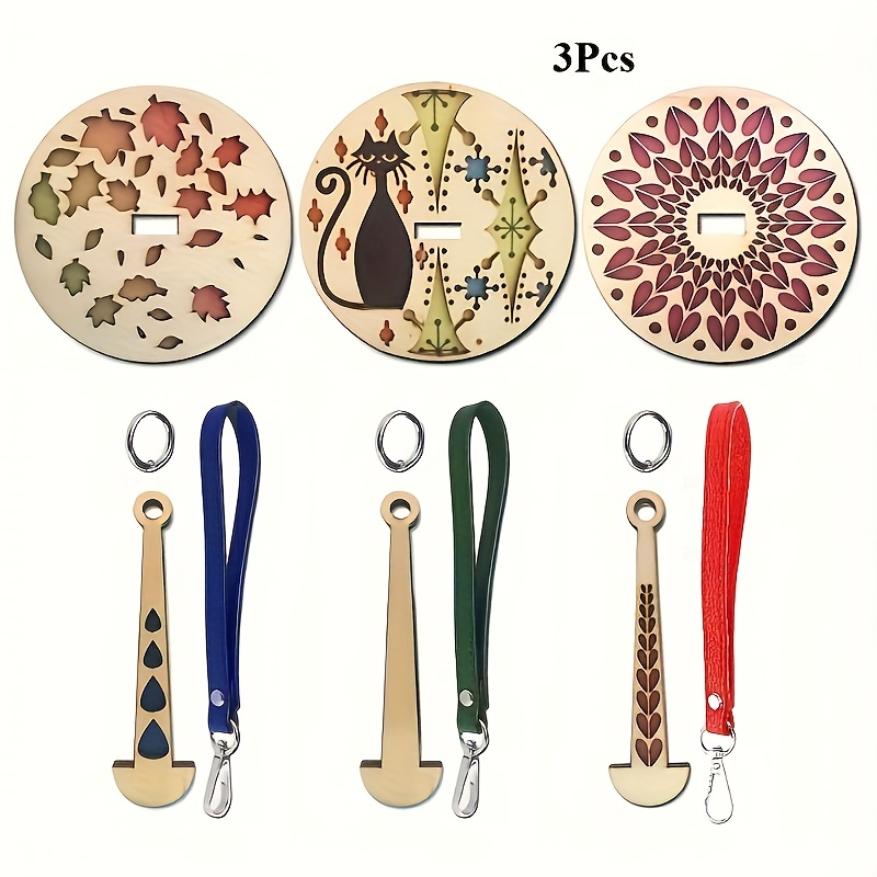 3pcs Portable Wrist Yarn Holder - Wooden Spinner For Knit & Crochet Enthusiasts, No Battery Needed, Assorted Colors