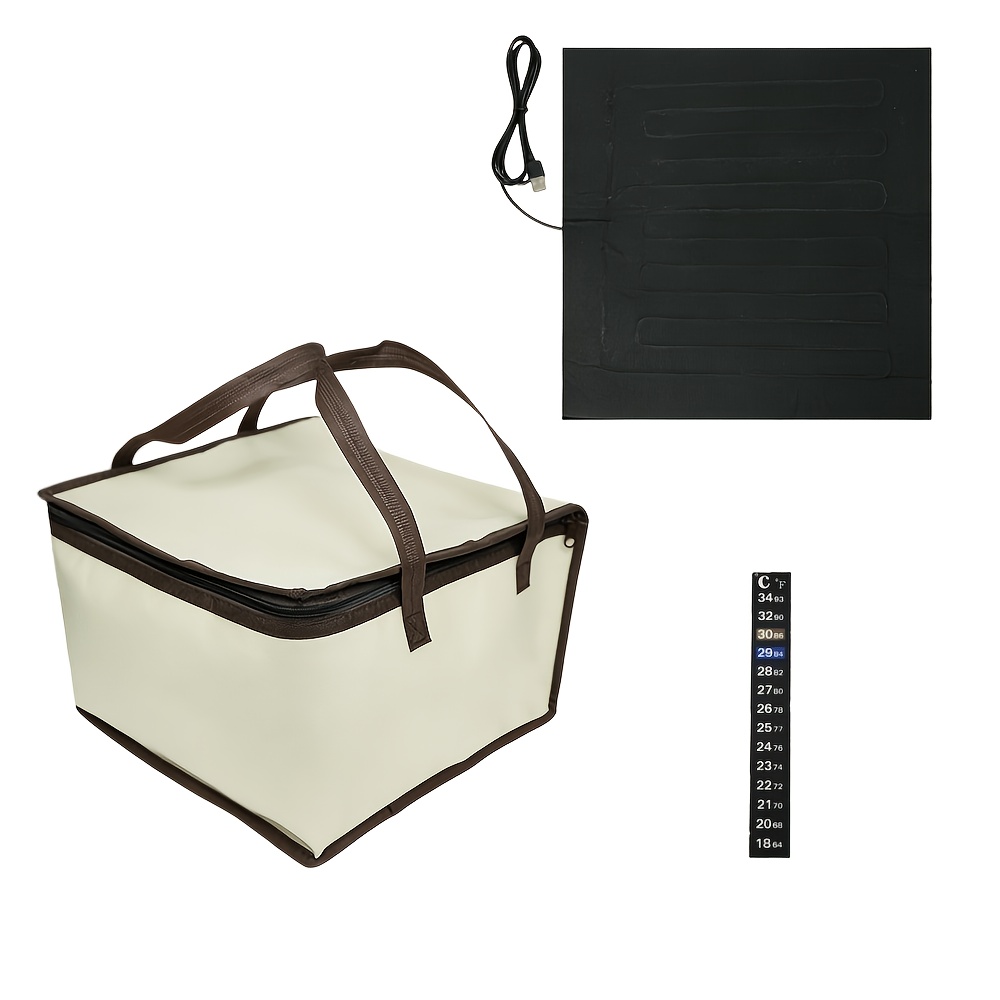TEMU Dough Proofing Bag With Handle, Includes Temperature Heating Pad And Temperature Strip. For Use On Smooth Surfaces Like Sourdough Proofers. Do