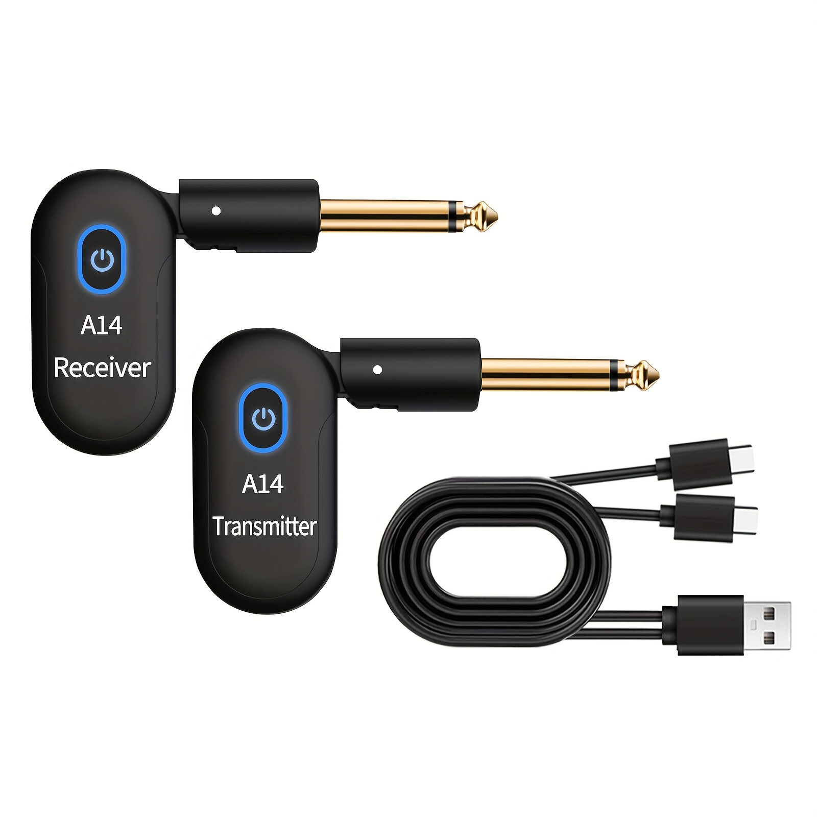 TEMU Wireless Guitar .4ghz Wireless Guitar Transmitter Receiver Rechargeable Audio Wireless Transmitter 2 , Thumb-size, 90 Degree Rotatable,