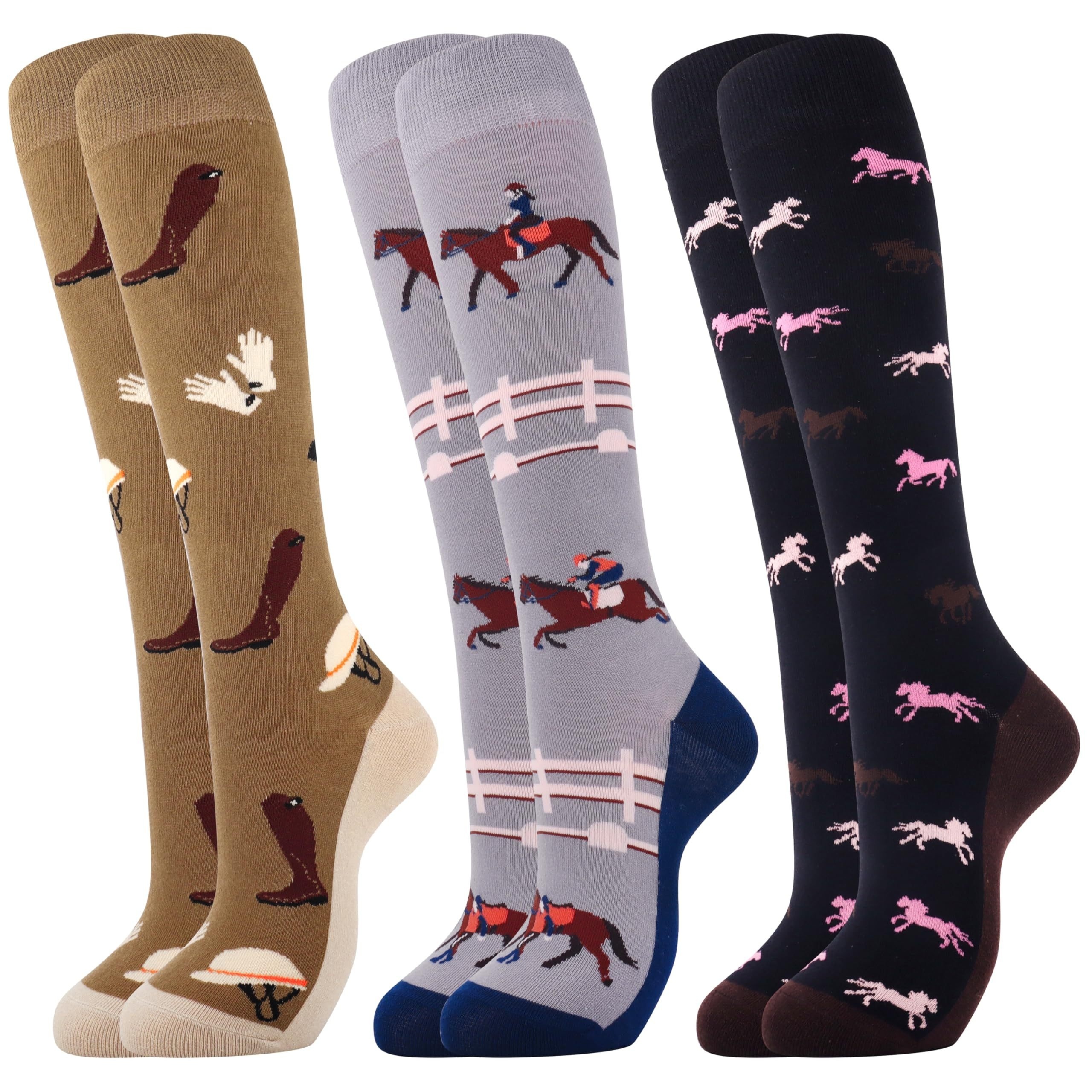 

3 Pairs Of Women's , Gifts For Horse Lovers, Women's Horse Riding Accessories, Women's Riding Socks, Women's Birthday Gifts