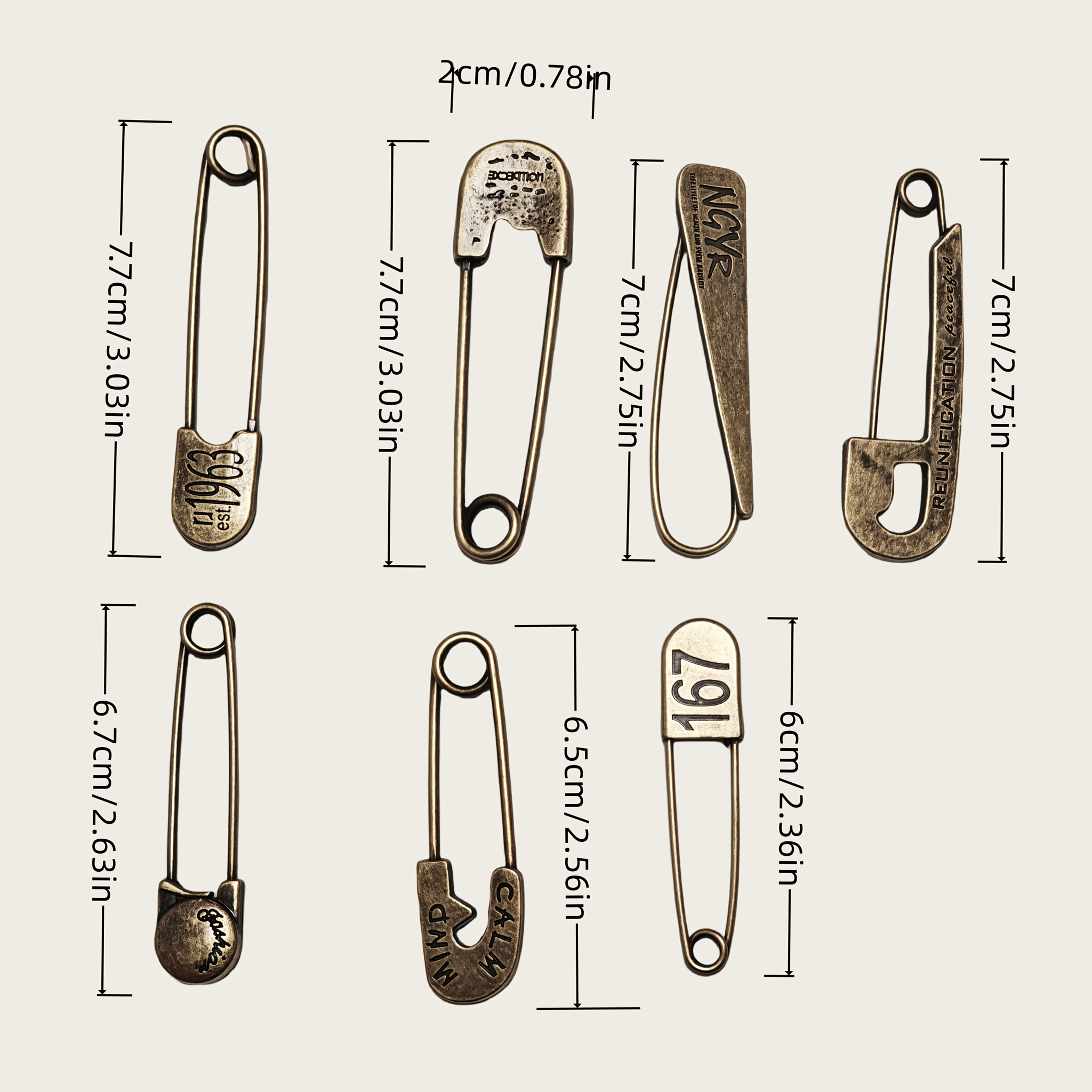 7pcs Vintage Bronze Safety Pin And Shawl Clip Set, Elegant , Suitable For Sweater Cuffs And Bag Additions | Vintage Style Brooches | Durable Alloy Metal Clips, Pins