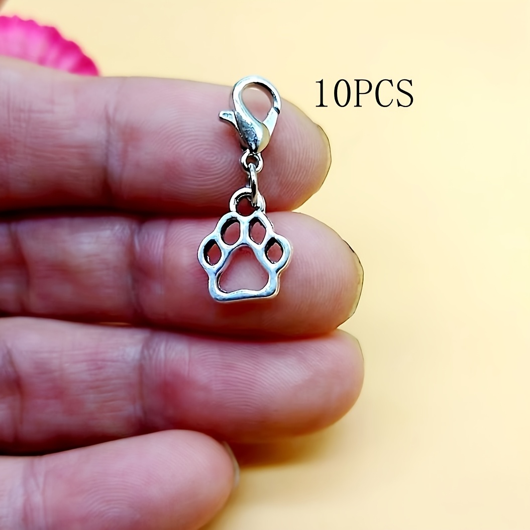 Fashionable Hollow Dog Paw And Lobster Clasp Pendant 10pcs