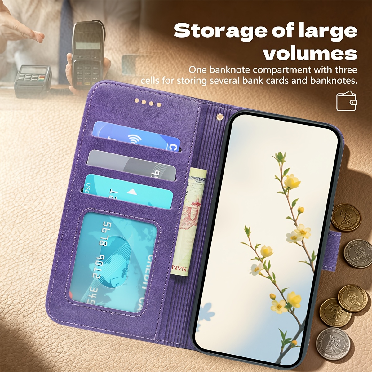 TEMU Phone Case: [for Iphone Wallet Cover] Flip Wallet Phone Case For Iphone 15/14/13, 15/14 Plus, 15/14/13 Pro, 15/14/13 Pro Max, 13 Mini, Classic