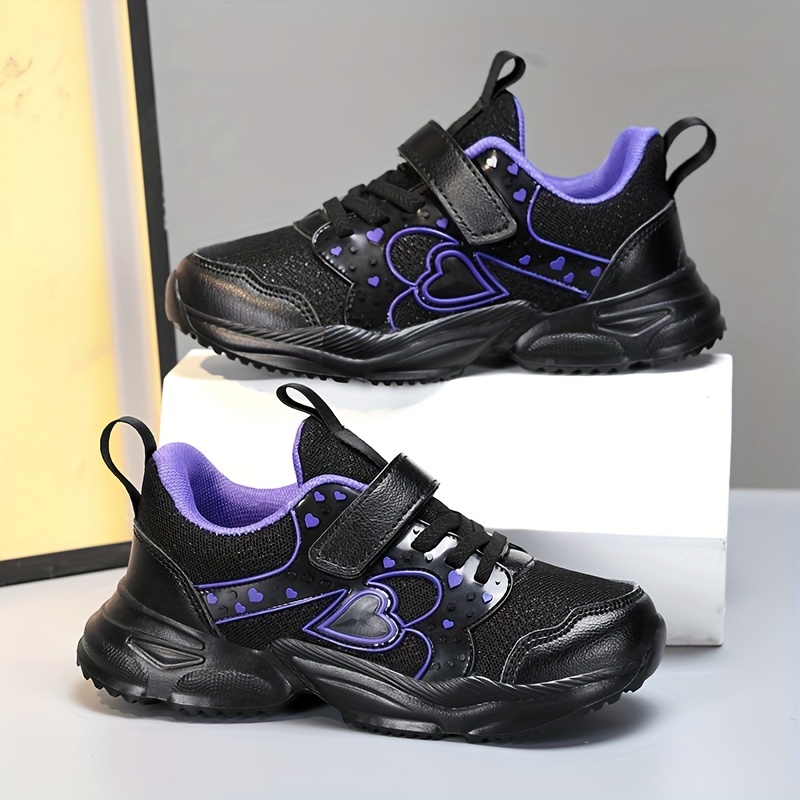2024 Women'S Black & Purple Sneakers - Stylish Low Top Casual Shoes with Adjustable Straps, All-Season Comfort, Rubber Sole, Casual Footwear | Trendy Sneakers | Strap Shoes