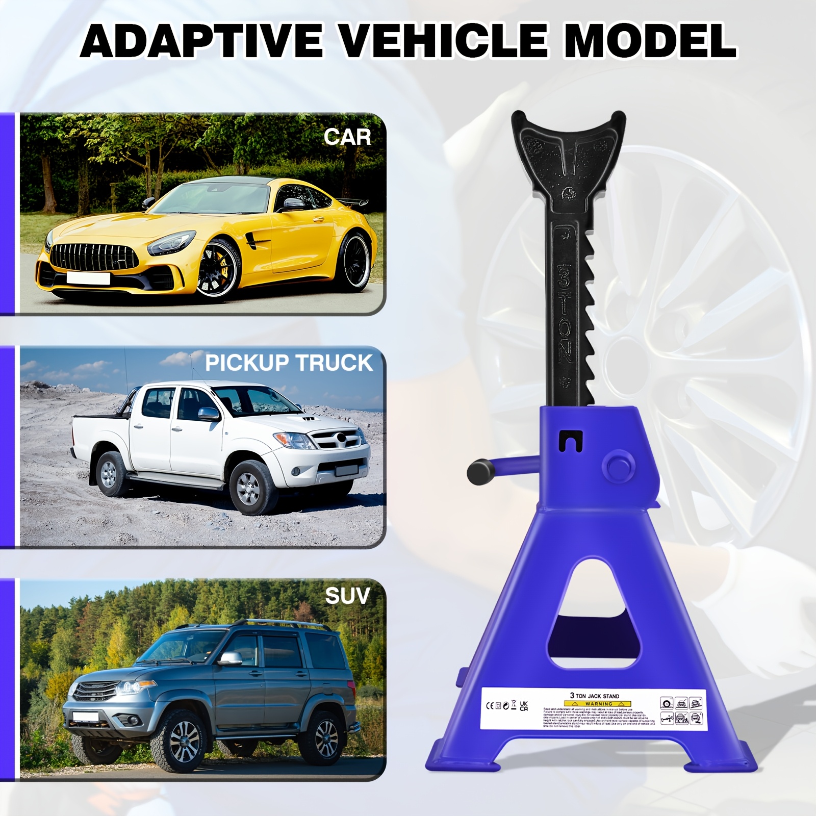 2x 3 Ton Adjustable Axle Jack Holding Stands