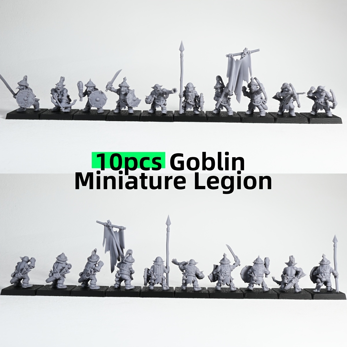 TEMU 10pcs Goblin Legion Models | Ultra- 3d Printed Miniatures | Includes Base And Storage Tray, Desktop Ornaments | Collectibles For Halloween