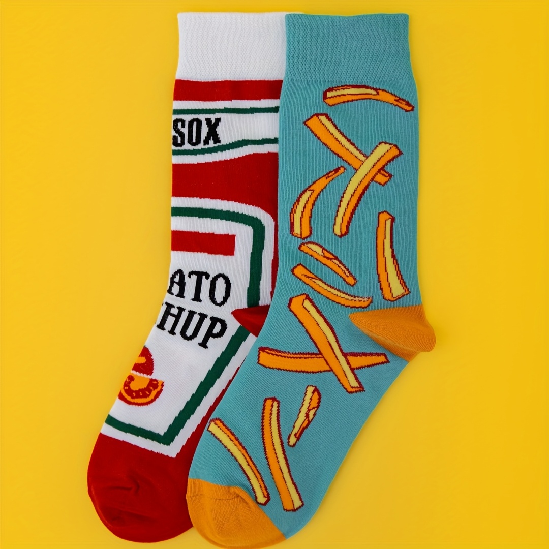Japan-korea Style 1 Pair Unisex Ab Pattern Tomato Fries Fashion Mid-calf Socks