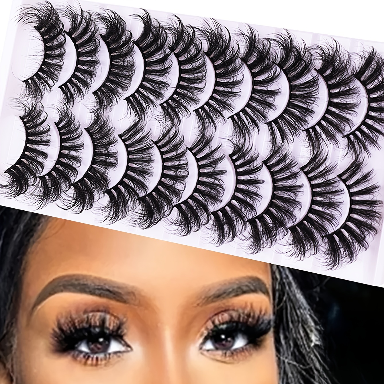 

10 Pairs Of 25mm Super Fluffy False Eyelashes, 8d Eyelash Extensions, Huge Volume, , Highlight The Most