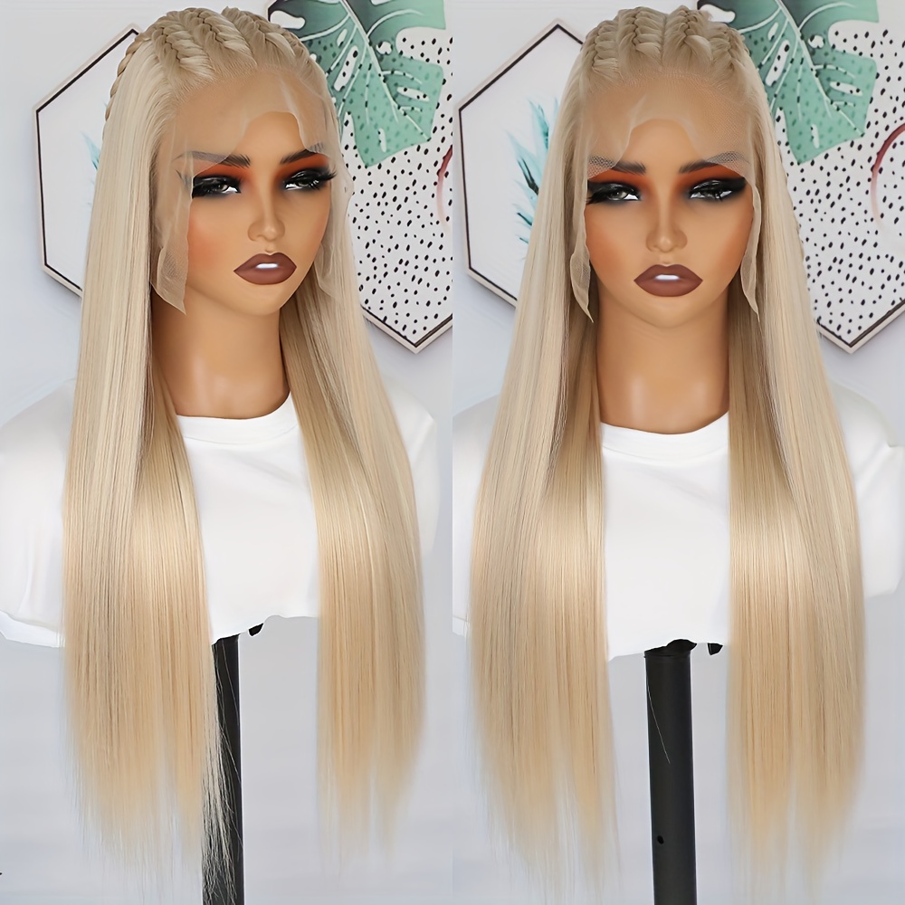 28 inch platinum blonde lace front wigs women featuring pre  display picture 1