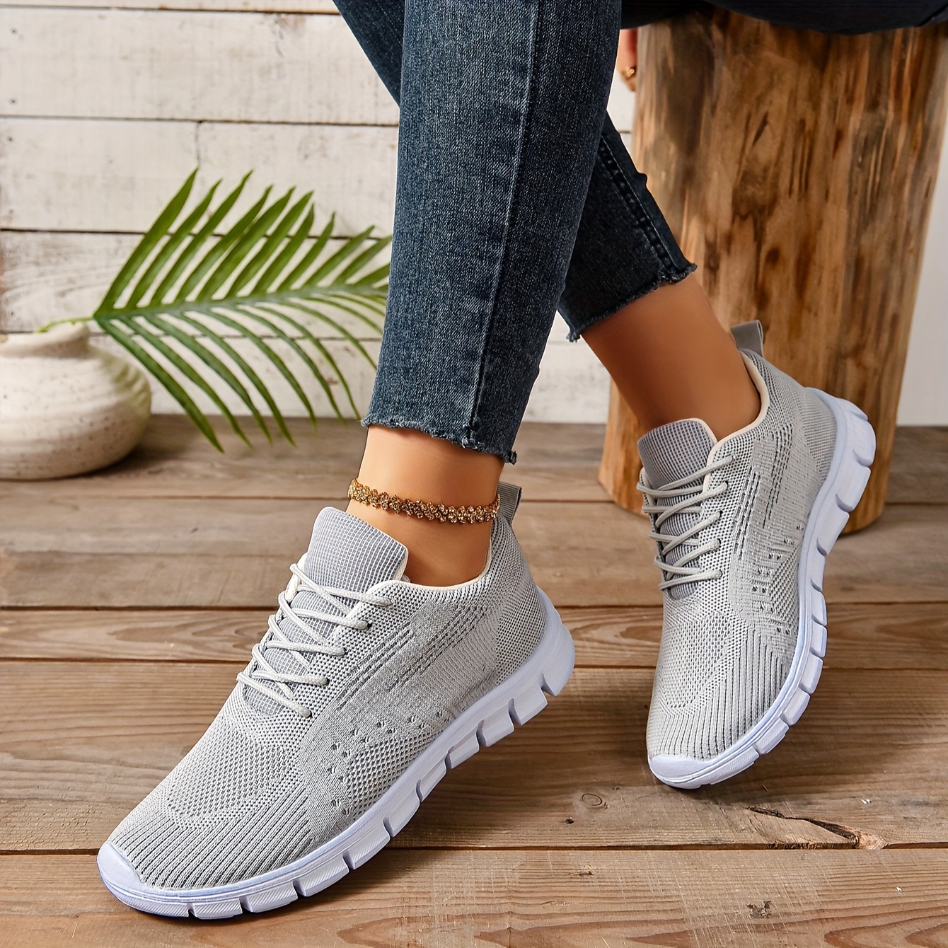 Women's Knitted Sports Shoes, Breathable & Comfortable Low Top Running  Shoes, Casual Tennis Gym Shoes