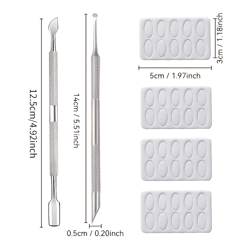 TEMU 2pcs Stainless Steel Cuticle Pusher + Sanding Bits Nail Care Tool Set, Multi-functional Dead Skin Remover, Portable And Durable, Foot Pedicure