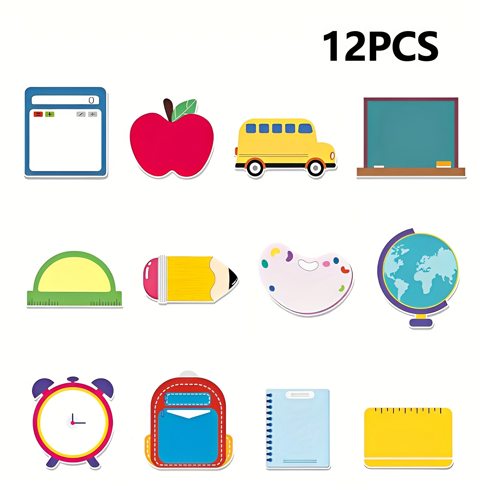 TEMU 12 Pads Teacher Sticky Notes, Sticky Notes 360 Sheets Sticky Notes, Pencil Ruler Blackboard Shaped Self Sticky Cartoon Sticky