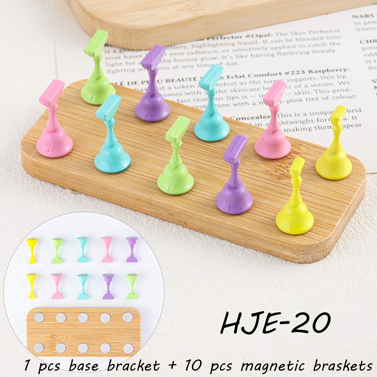 Macaron Bamboo Base Nail Art Practice Stand