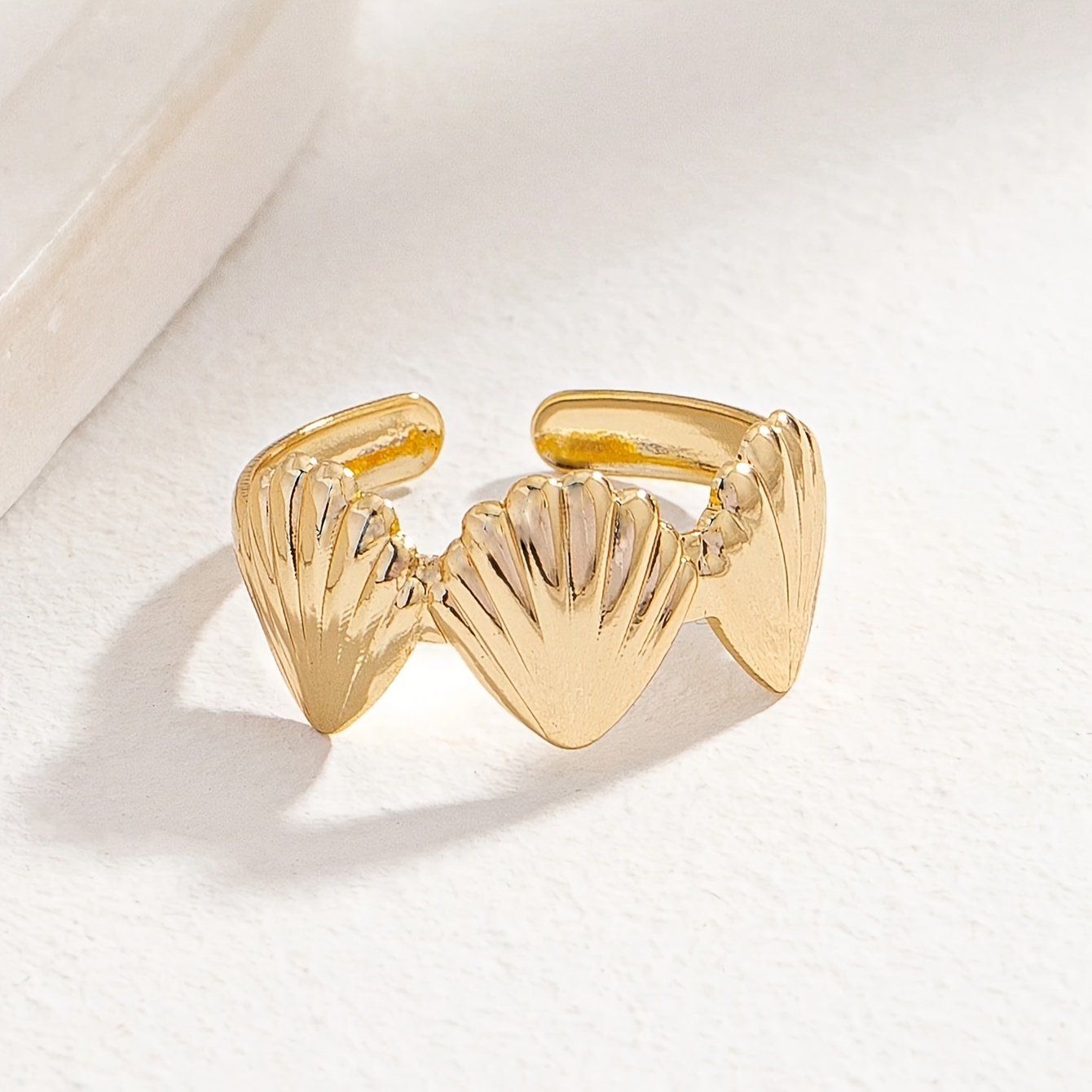 2pcs 3D Starfish & Shell Vintage Style Adjustable Ring Set