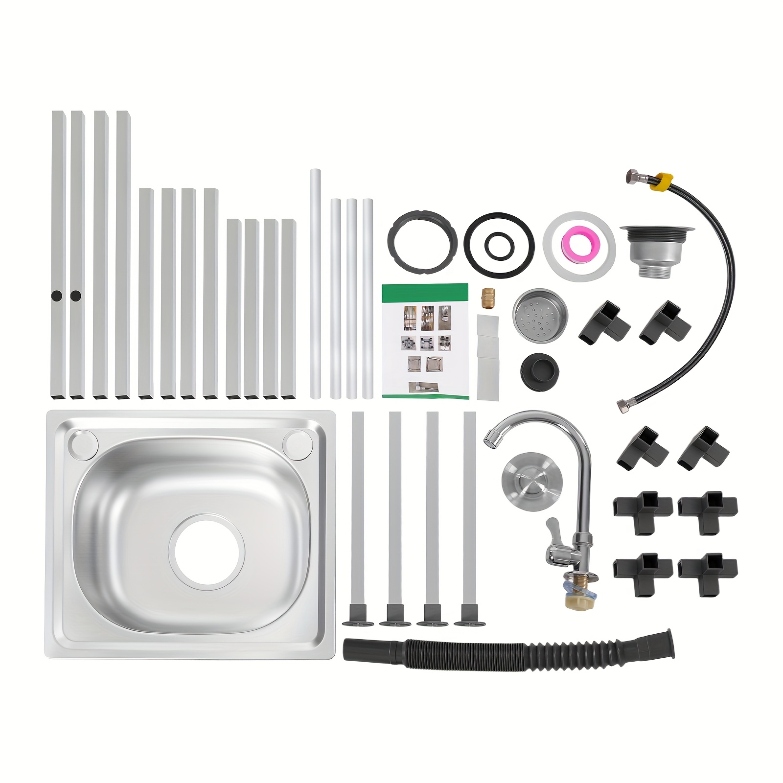 TEMU Mobile Sink, Stainless Steel Kitchen Sink, Multifunctional Washbasin With Faucet, Freestanding Sink, For Indoor And Outdoor Use, Garages, , Etc.