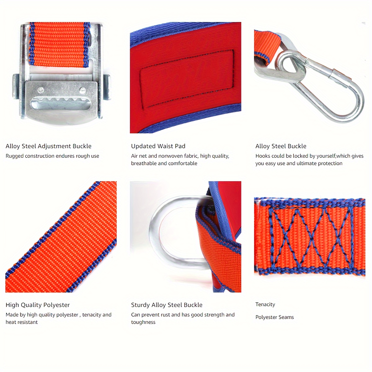 safety belt with adjustable lanyard and updated waist pad tree climbing belt harness safety lanyard fall protection fall kite climbing lanyard ladder safety harness details 0