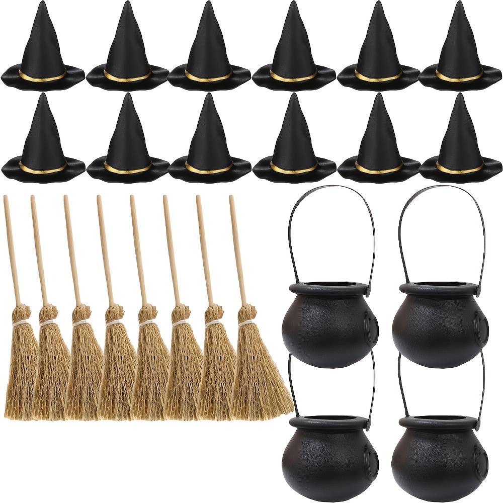 TEMU Cadeau pour Elle/Lui Lot de 24 Mini Chapeau de , Balai & - Ensemble de Décoration de - Fournitures de Bricolage en Plastique pour Fêtes