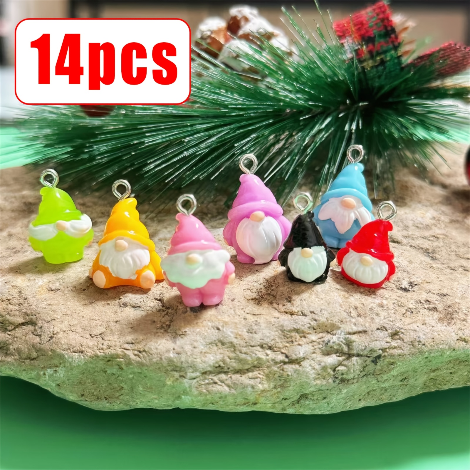 TEMU 14 pendentifs colorés, breloques gnome en résine parfaites pour la fabrication de bijoux et les ajouts d'artisanat fait main