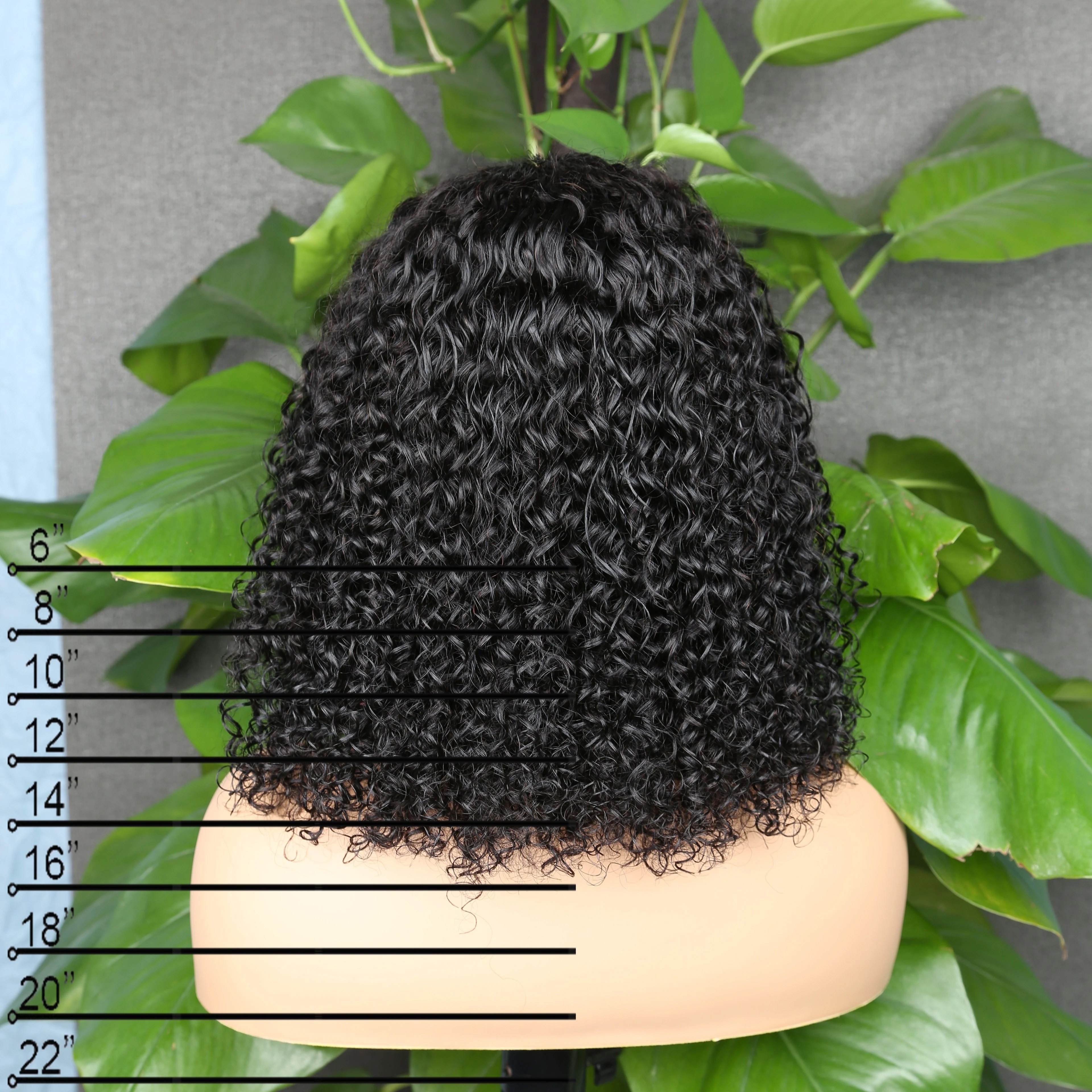 180 Density Curly Wave Short Bob Wigs 100 Human Hair Wig With Bangs For Women Full Machine Made Human Hair Curly Wig Natural Black Color 6 18 Inch