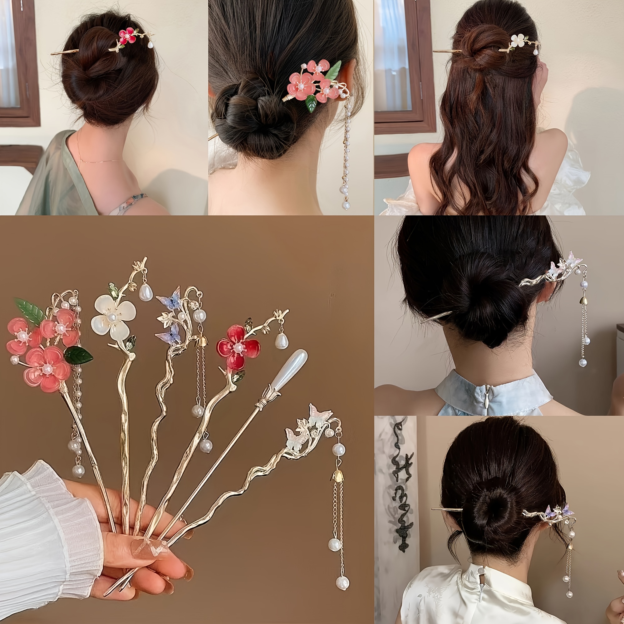 6pcs elegant hair sticks for women floral   geometric designs alloy hairpins for daily use parties gifts photoshoots holidays cute hair accessories party hair accessories sophisticated hairpin   hairpin Product details 5