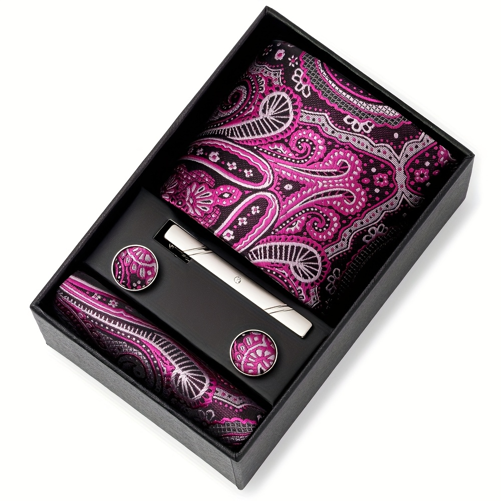 Paisley Tie Men Wedding Gift Box - ربطة عنق مع منديل جيب هدية زفاف - Image 10