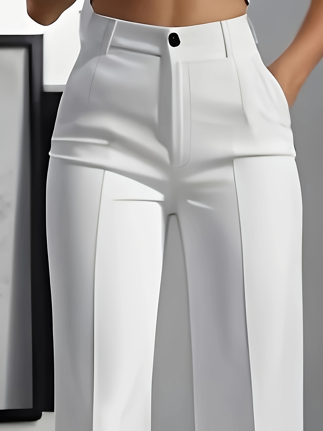 straight high waist casual trousers