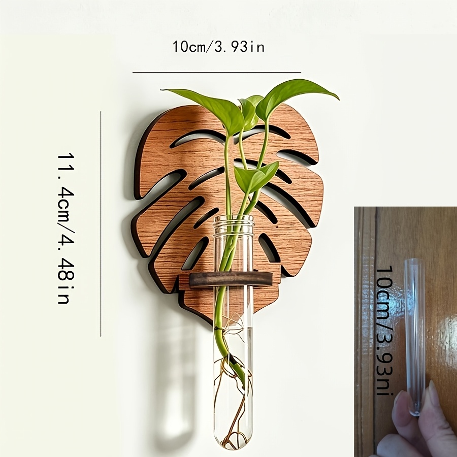 TEMU 1pc Turtle Leaf Wooden Wall-mounted Hydroponic Propagation Station, Wall-mounted Plant Cutting Container, Home Wall Greenery Decoration Ornament