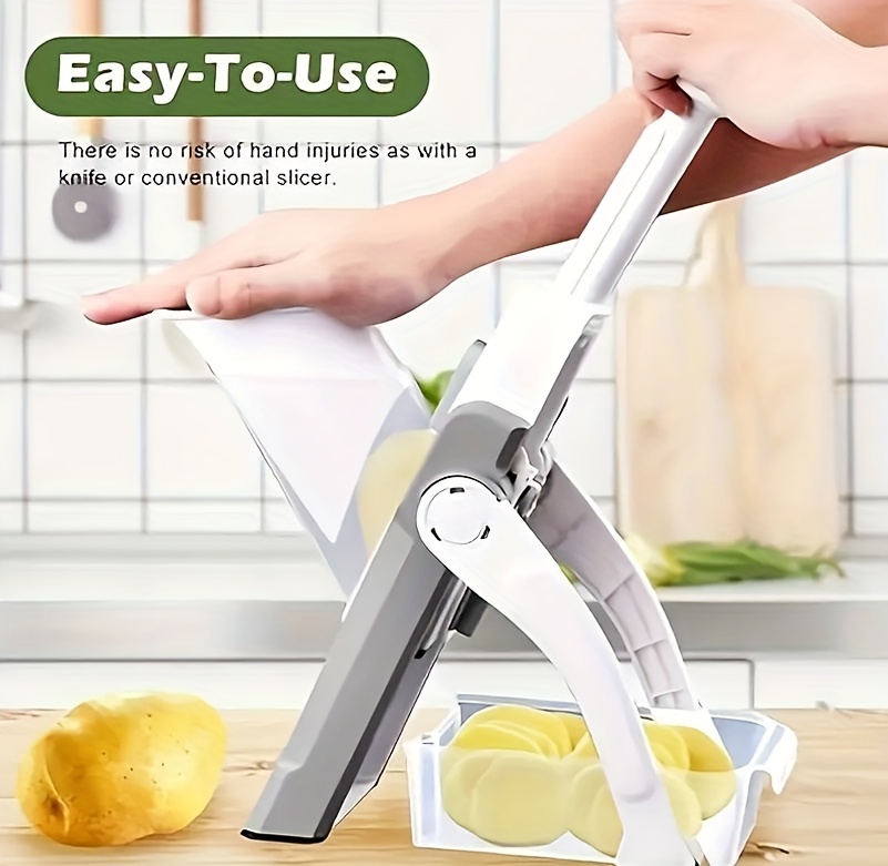 1pc multifunctional vegetable chopper fruit slicer manual food processor with container stainless steel blades   onions more essential kitchen gadget details 0