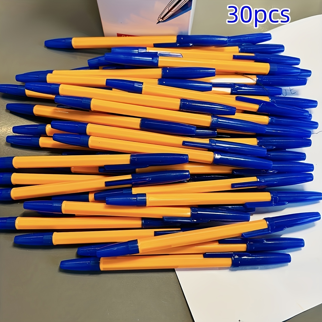 TEMU 30pcs Original Point Ballpoint Pens, Writing Pens With Long-, Quick-drying, Easy , With Removable Caps, Medium Tip, Smooth Writing, Suitable For
