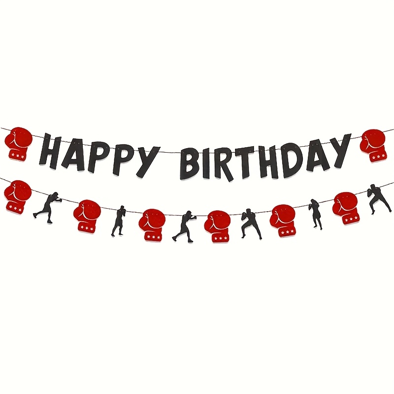 Image of Boxing Match Themed Background Hanging Banner, Boxing Birthday Party Decoration Banner, Wrestling Party Supplies, Boxer Birthday Party Decorations, Boxer Silhouette Decorations