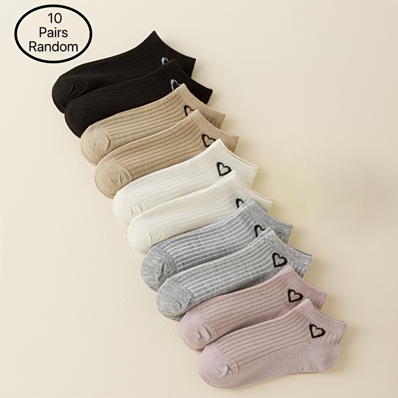 E-shop 10 Paar Waldfarben-Serie Zufällige Farbe Streifen Herzförmige Ganzjahres Komfortable Outdoor Sport Vielseitige Herren- und Damen Socken