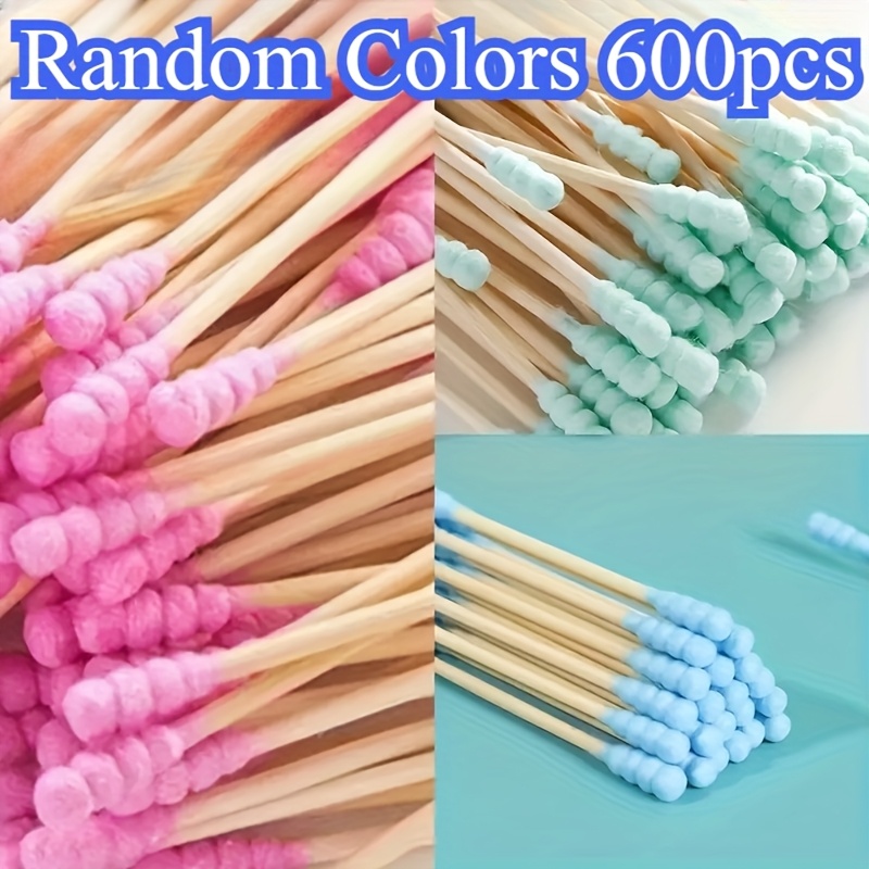 Image of Fragrance-free Hypoallergenic Swabs, Double-ended Spiral Swabs, Suitable For , Makeup, And Ear Cleaning. Non-irritating To The Skin. Random Colors