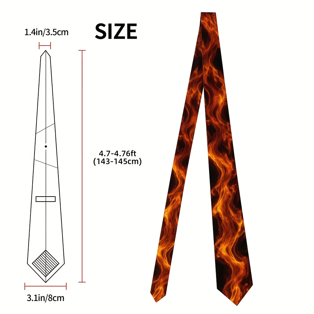 TEMU 1 Stück, Abstrakte Orange Feuerflammen Druck Weihnachts Herrenkrawatte, Polyester, Leicht zu Reinigen, Bedruckte Krawatte Unisex Funken, für