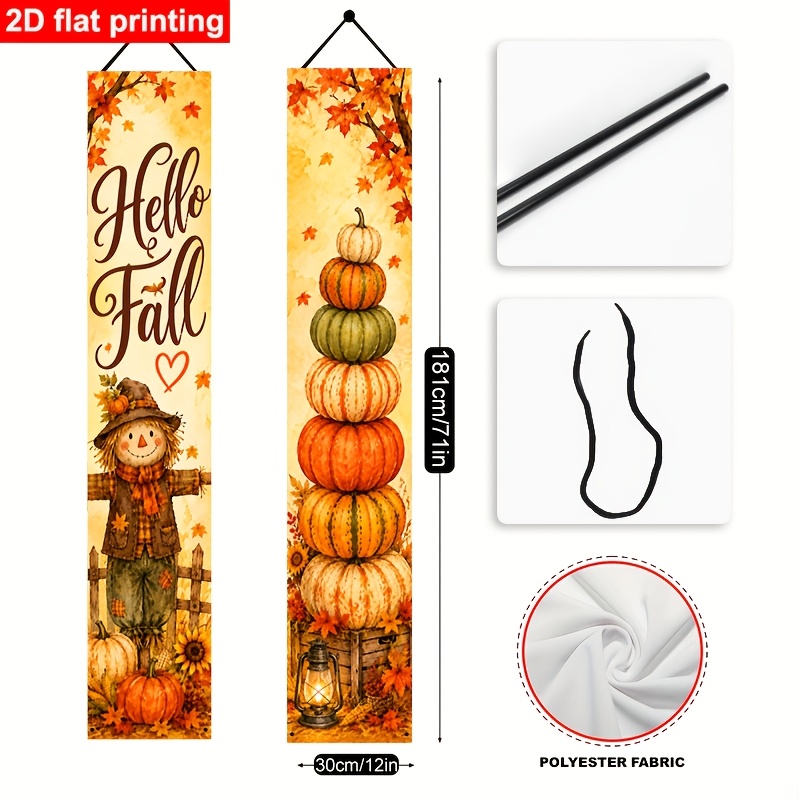 TEMU 2d Flat, 2d Flat - 2d Flat, 2d Flat - 2d Flat Banner [party Banner, Pull Flag] 2pcs, Polyester Material, Oil Painting Style Autumn Theme Party