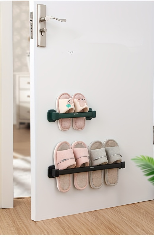   aluminum slipper rack no drill wall mount for bathroom door prevents slipping details 2