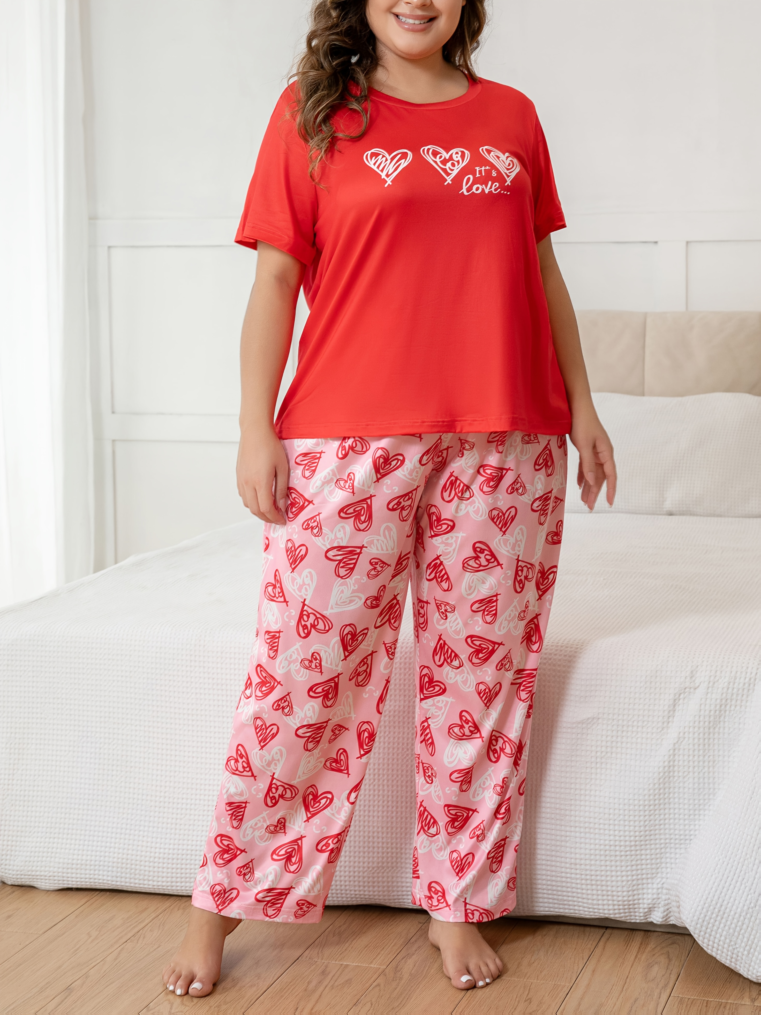 Valentines Pajamas Heart Pjs Women Plus Size Women's Romantic