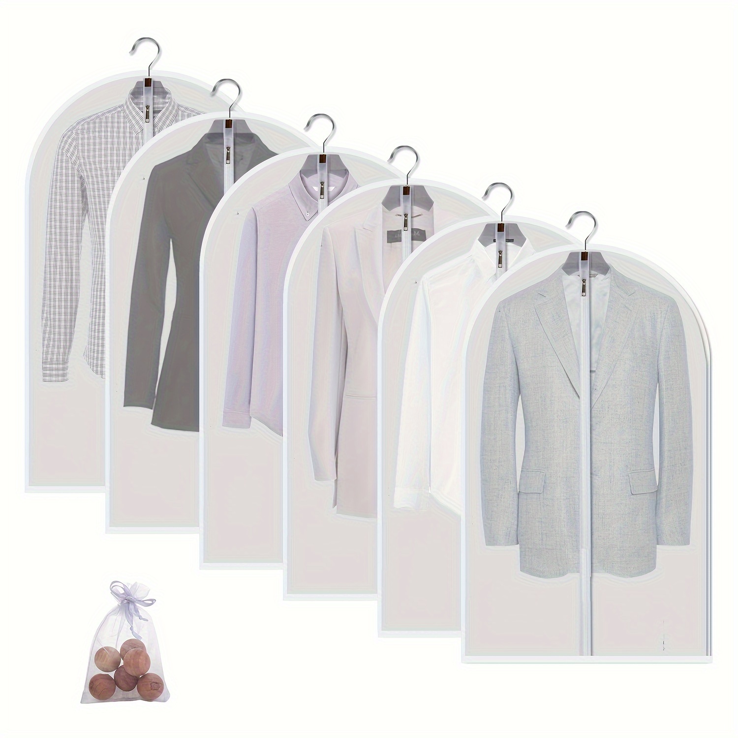 

6 Pcs 40" Clear Garment Bags Clothes Covers Protecting Dusts For Storage Plastic Garment Bags Hanging Clothes Bags Dress Bag For Gowns Long With Zipper For Closet