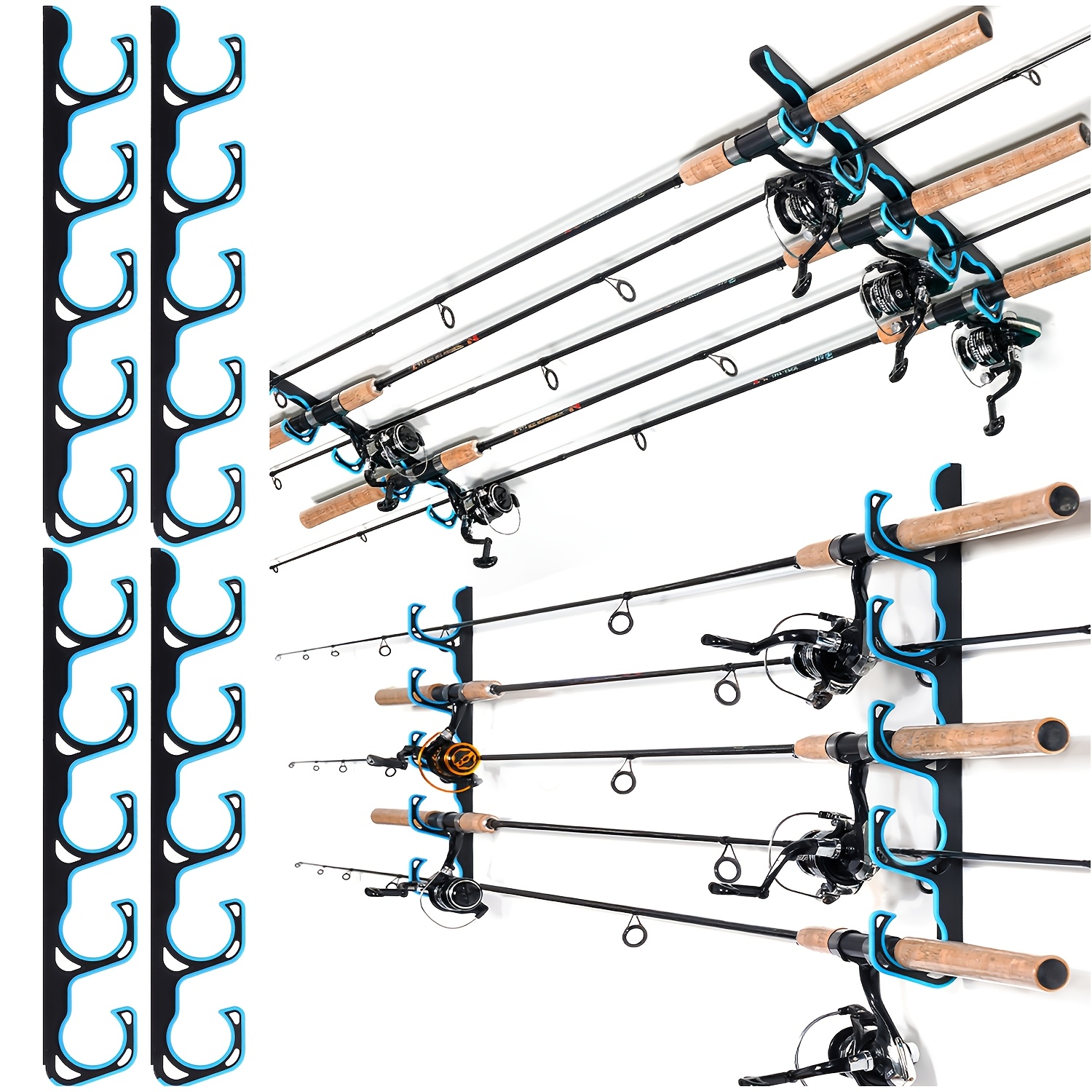 Image of Atrural Fishing Rod Holders For Garage, Up To 5 Rods Fishing Pole Rod Racks Wall Or Ceiling Mounted Fishing Pole Rod Holders For Garage Organizer Fishing Gear Equipment For Men Women