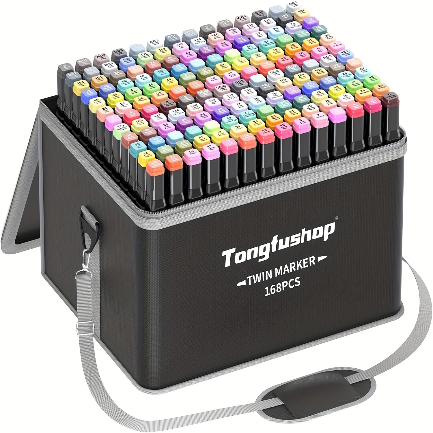 

Tongfushop 168 Colors Markers, Double Tip Blender Art Drawing Markers Set, Professional Permanent Sketch Markers For Adult Coloring Illustrations With Organizing Case, Pad