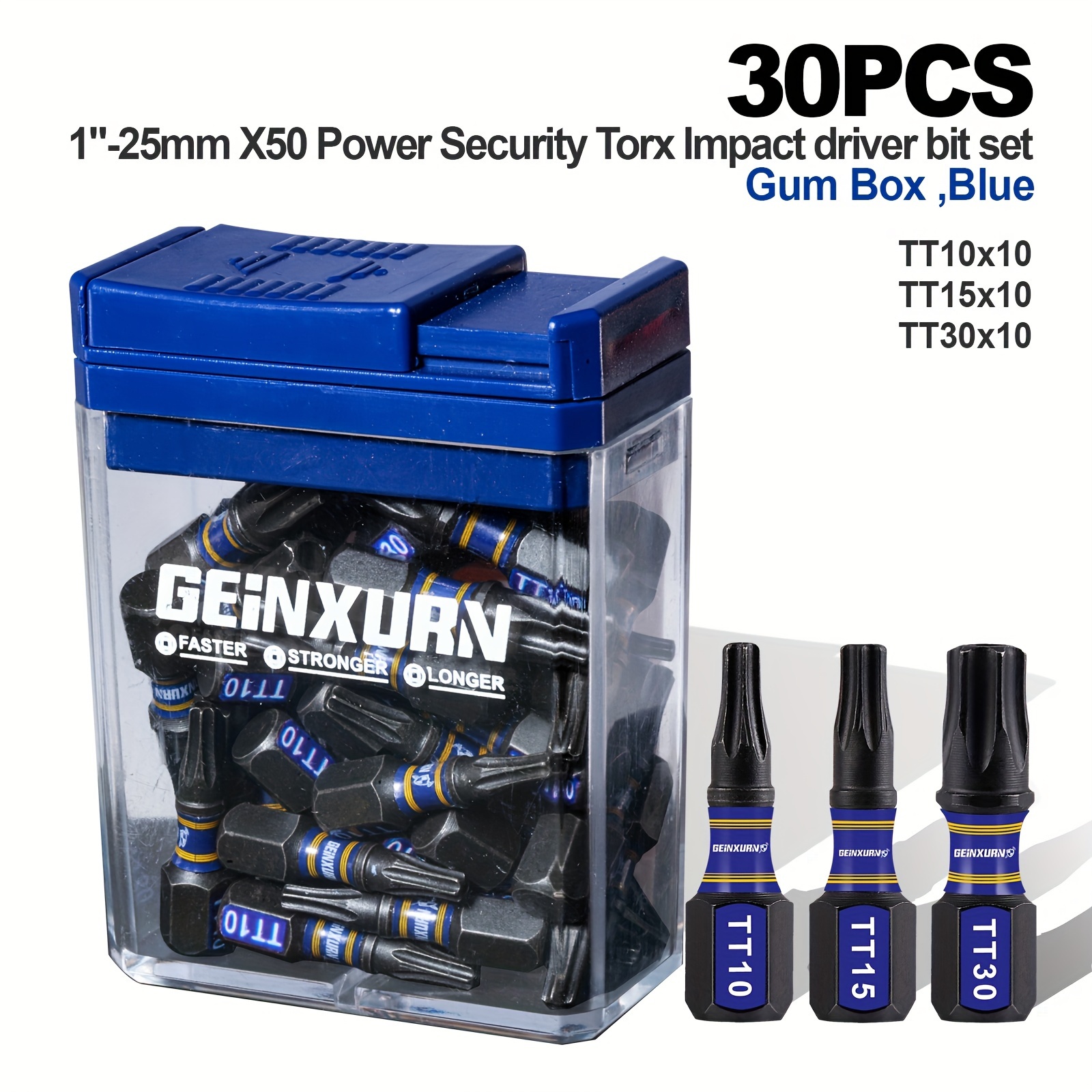 30pcs Set 1"-25mm X50 Power Impact Screwdriver Bit Set, Gum Box Packaging